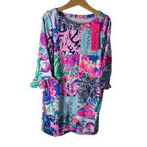 Lilly Pulitzer Girl's Sophie Mini Ruffle Dress Medium 6 7 UPF 50 NEW